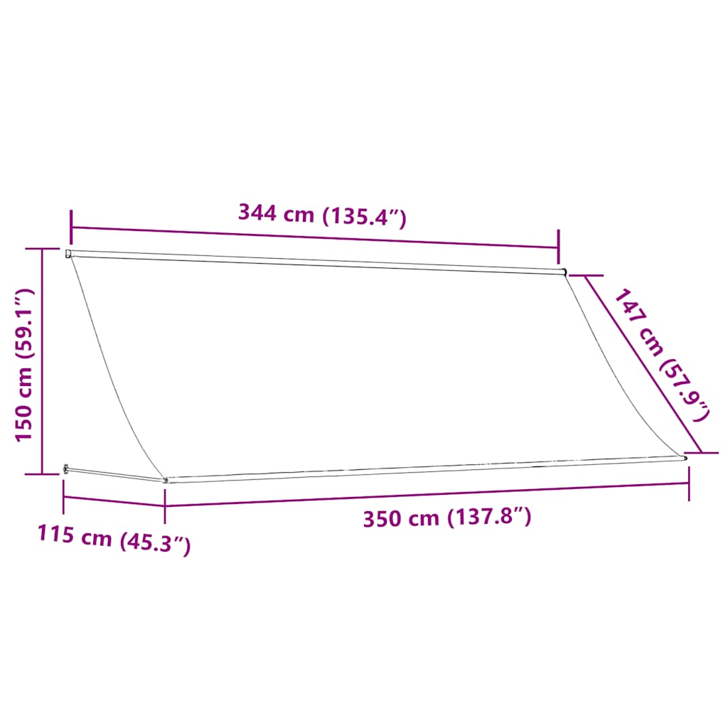 Einziehbare Markise 350 x 150 cm Blau und Weiß