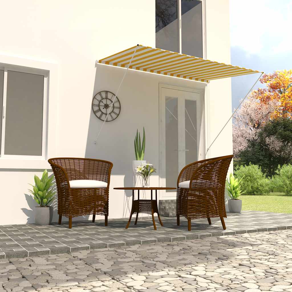 Einziehbare Markise 200×150 cm Gelb und Weiß