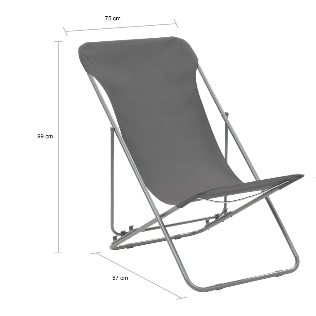 Klappbare Strandstühle 2 Stk. Stahl und Oxford-Gewebe Grau
