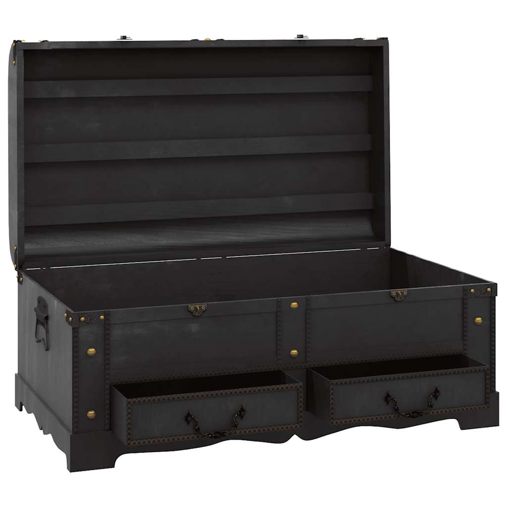 Schatztruhe Holz Schwarz 90 x 51 x 42 cm