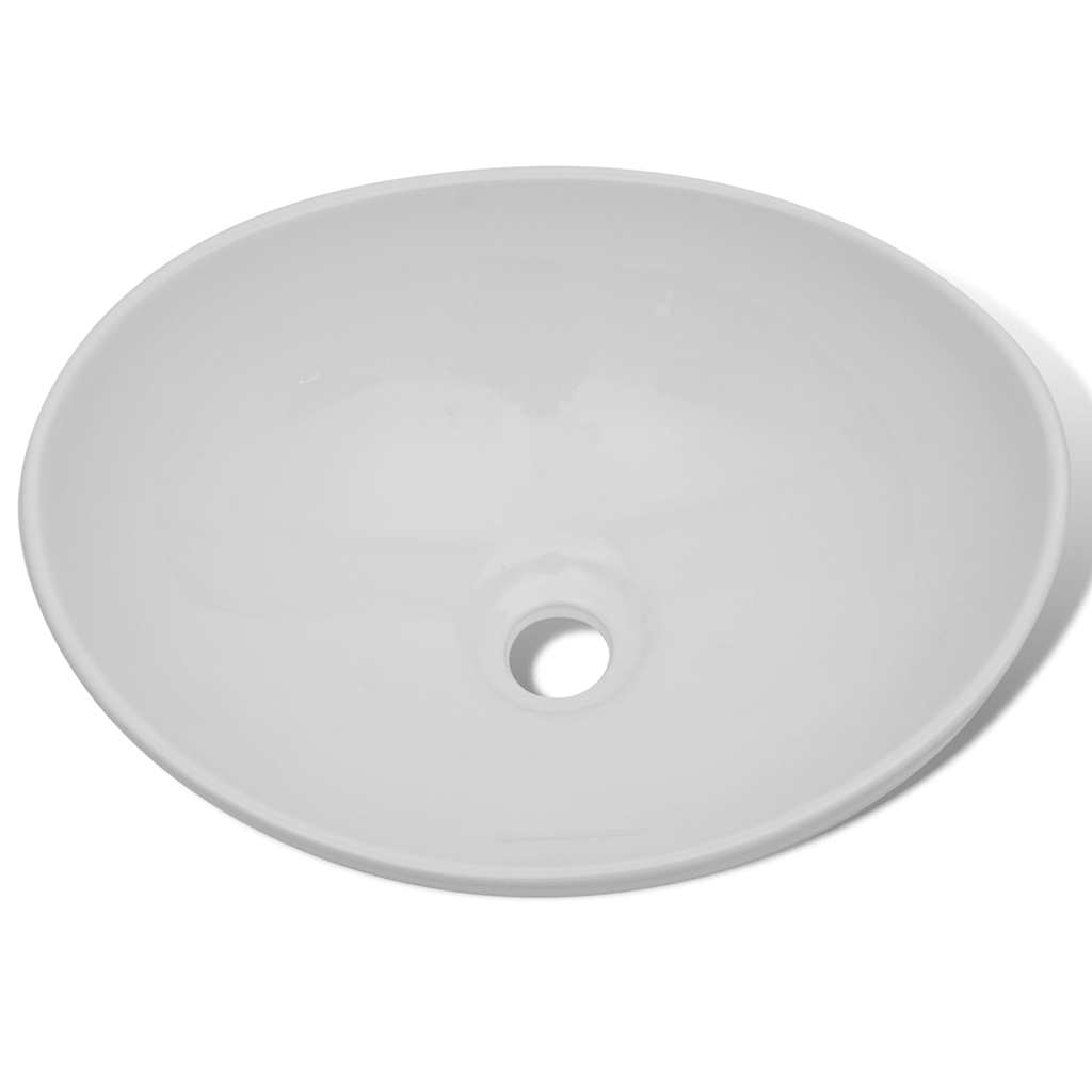 Keramik Waschbecken 40 x 33 cm Oval Weiß