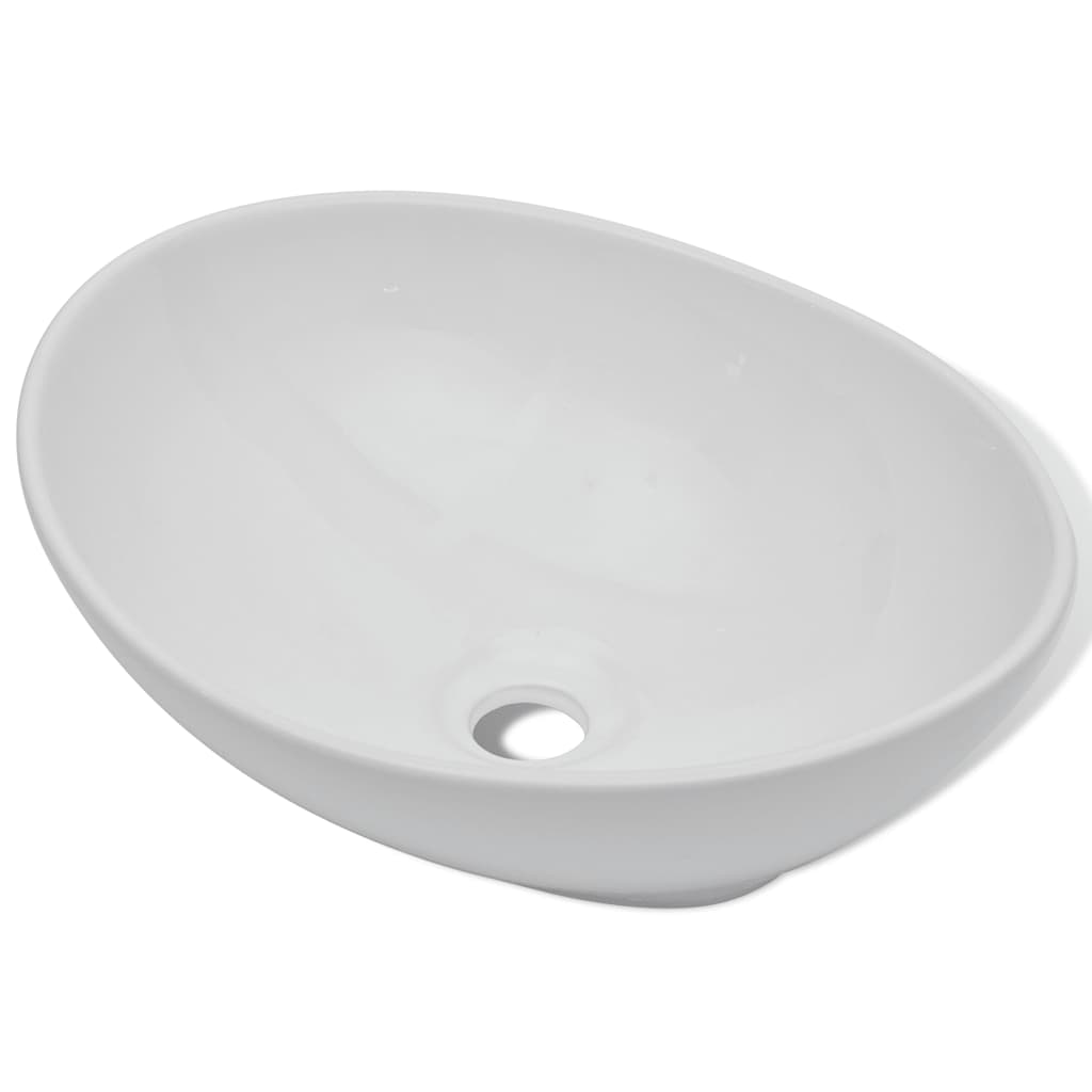Keramik Waschbecken 40 x 33 cm Oval Weiß