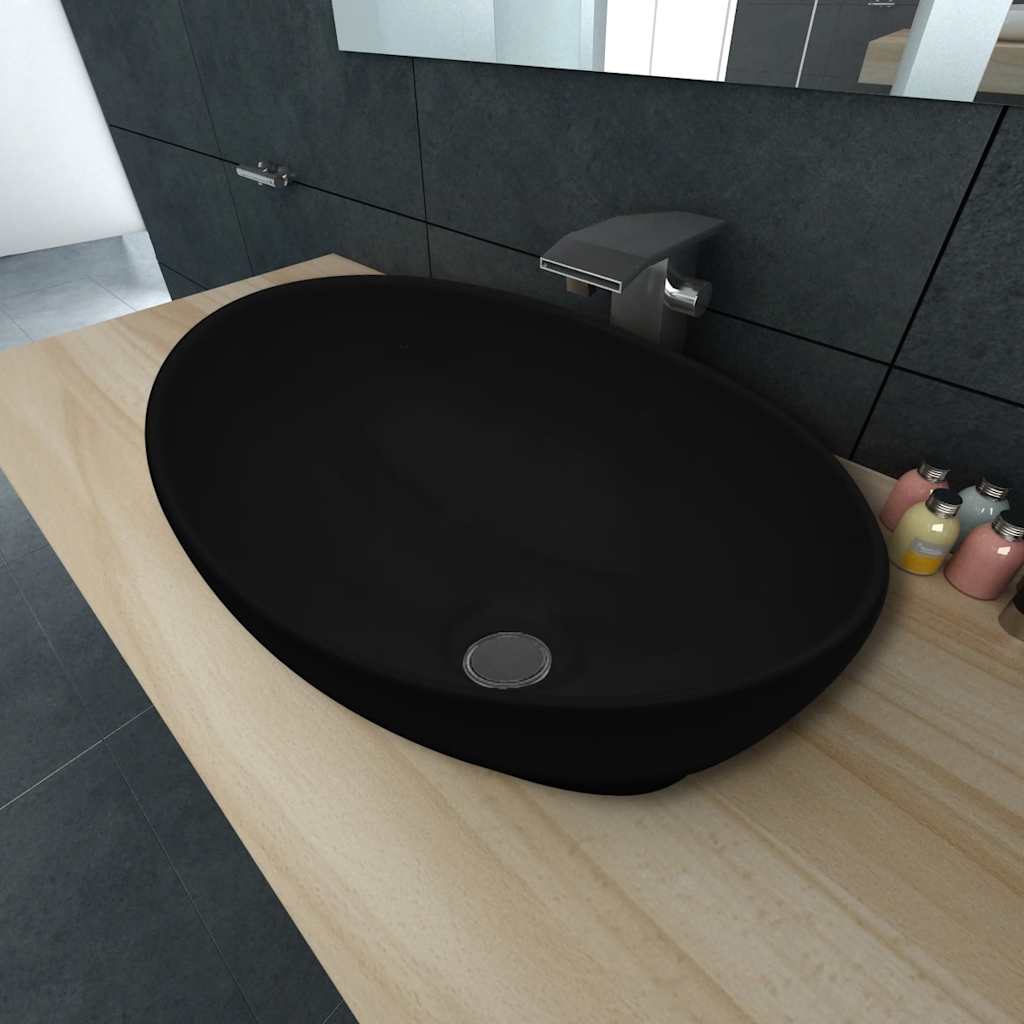 Keramik Waschbecken 40 x 33 cm Schwarz