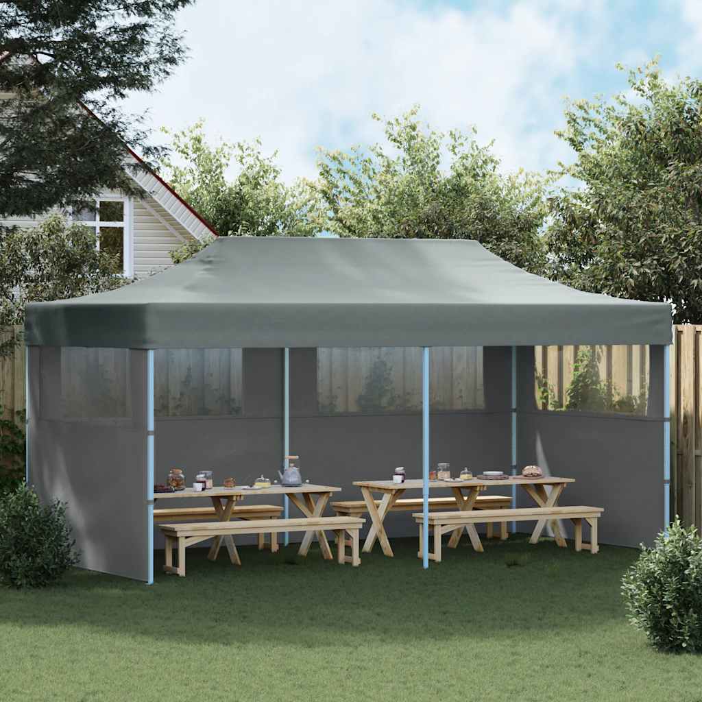 Pop-Up Partyzelt mit Seitenwänden Faltbar 3 x 6 m Anthrazit