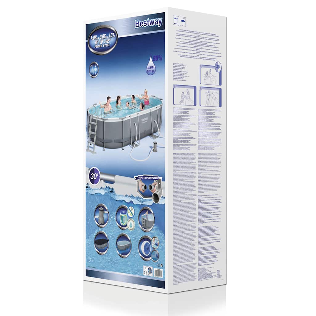 Power Stahlrahmen-Pool Set Oval 488x305x107 cm 56448