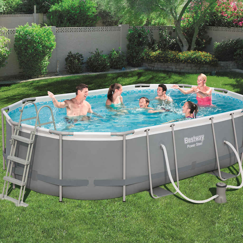 Power Stahlrahmen-Pool Set Oval 488x305x107 cm 56448