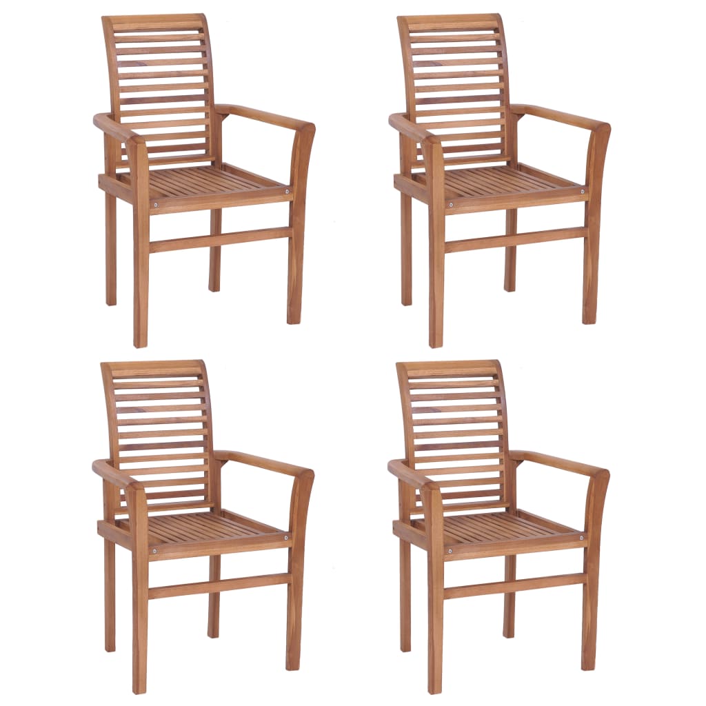 Essstühle 4 Stk. Stapelbar Massivholz Teak