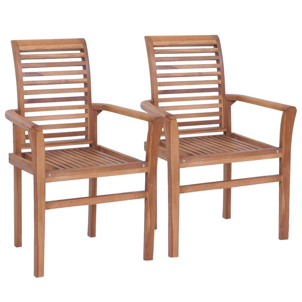 Essstühle 4 Stk. Stapelbar Massivholz Teak