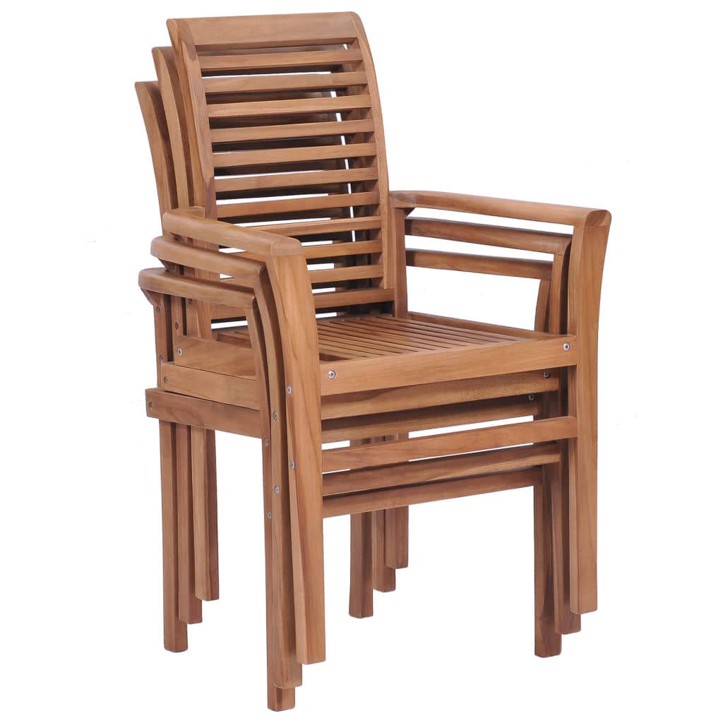 Essstühle 4 Stk. Stapelbar Massivholz Teak