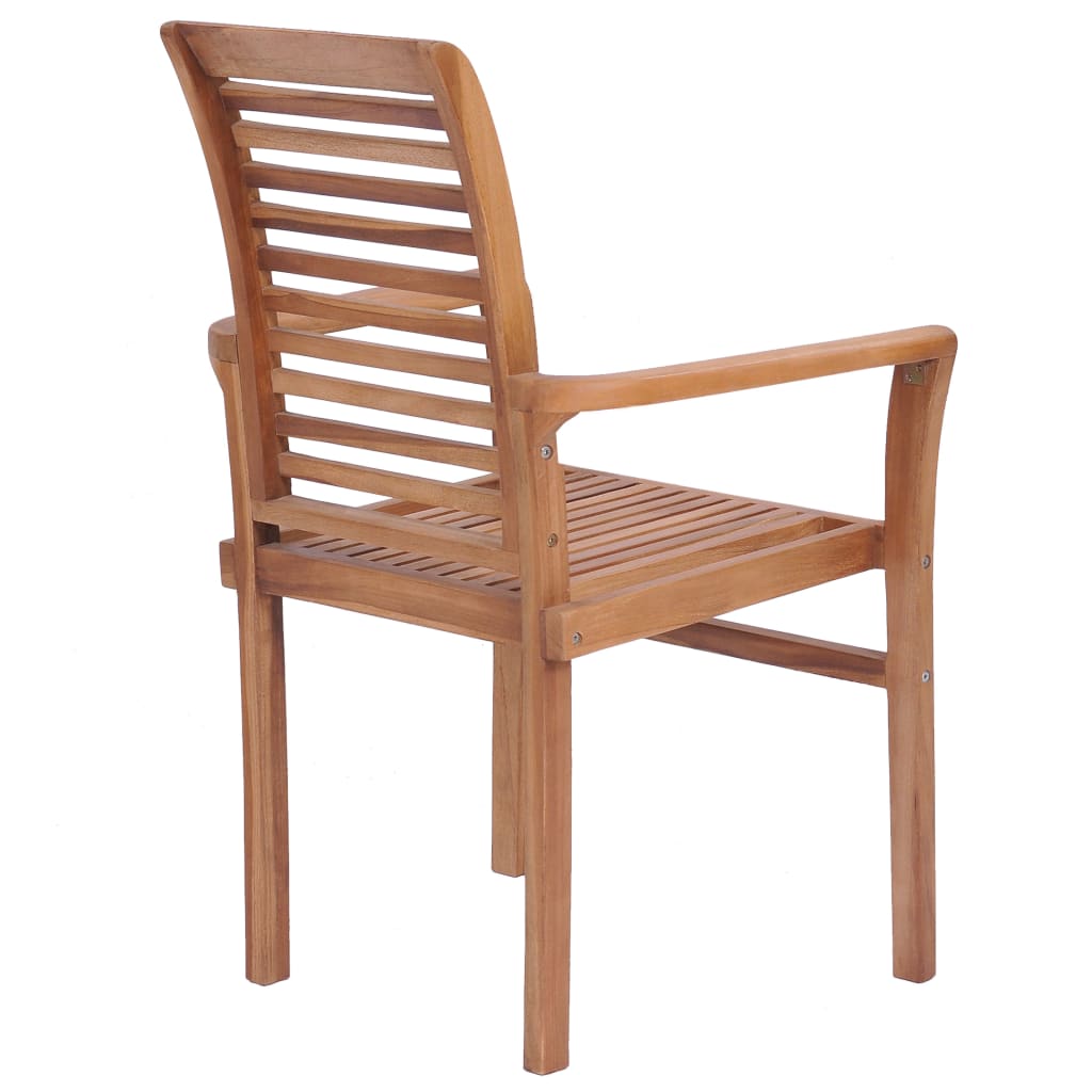 Essstühle 4 Stk. Stapelbar Massivholz Teak
