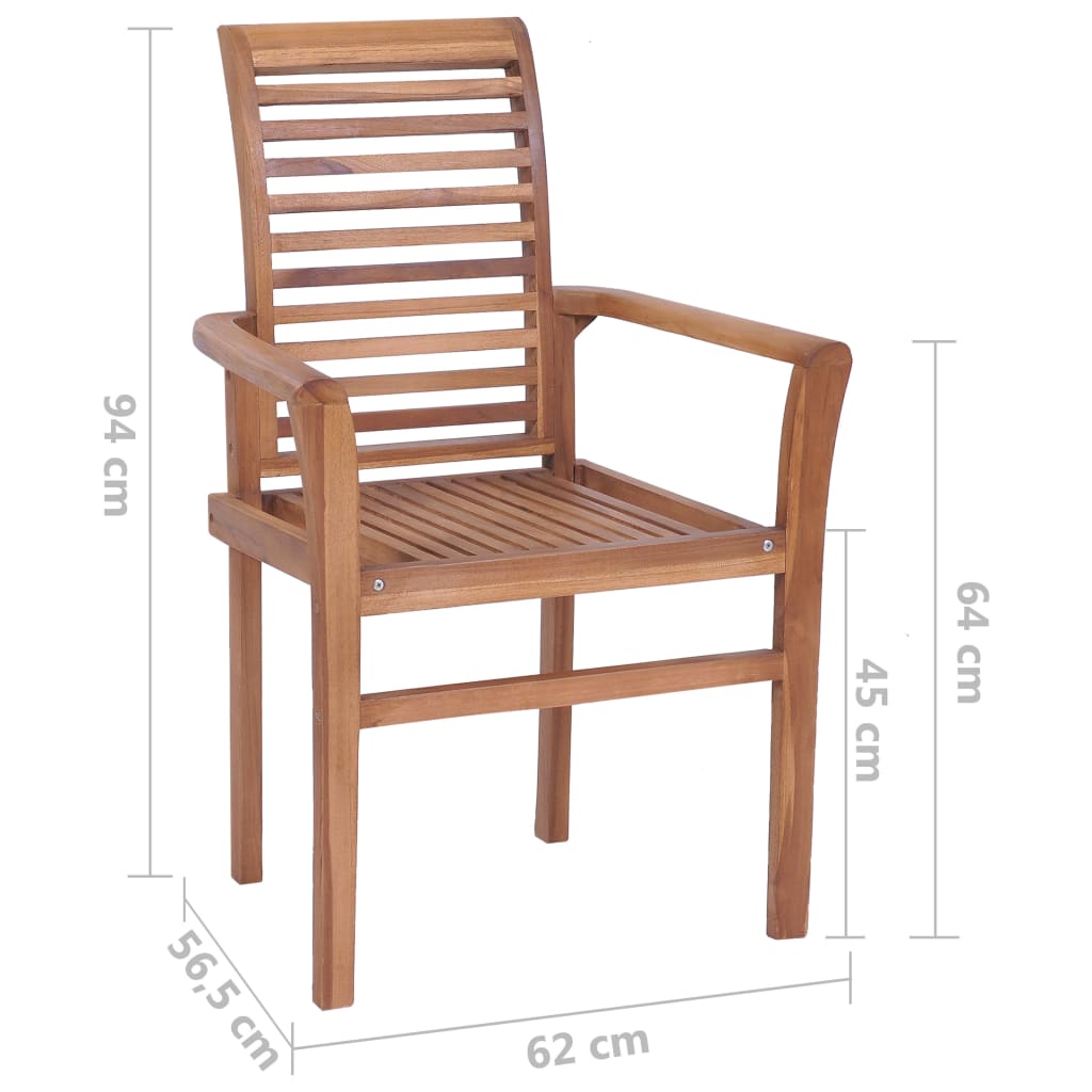 Essstühle 4 Stk. Stapelbar Massivholz Teak