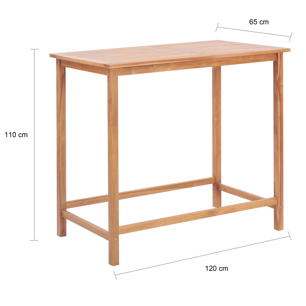 Garten-Bartisch 120x65x110 cm Massivholz Teak