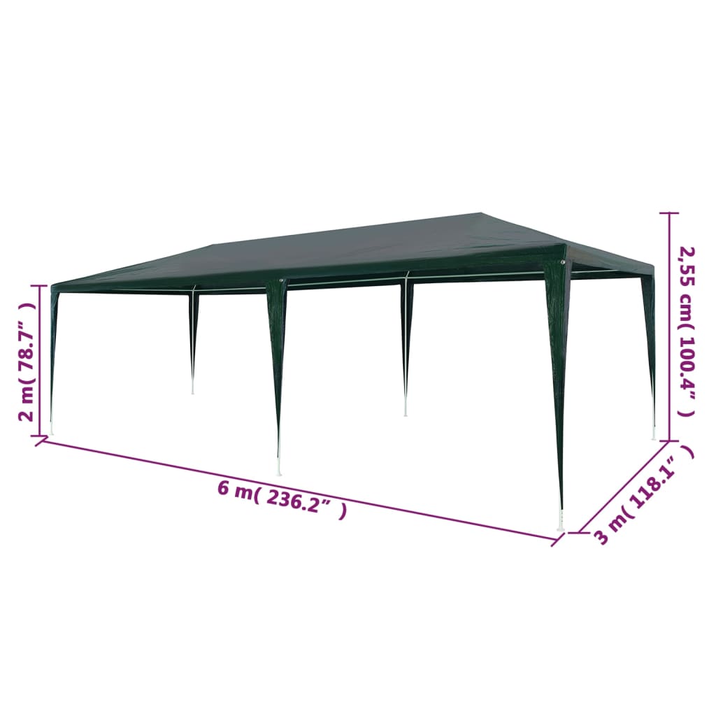 Partyzelt 3x6 m PE Grün