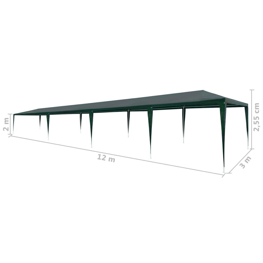 Partyzelt 3x12 m PE Grün