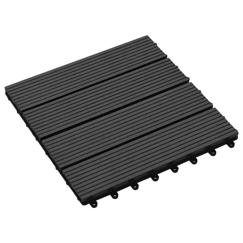 Terrassenfliese 11 pcs Schwarz 30 x 30 cm WPC