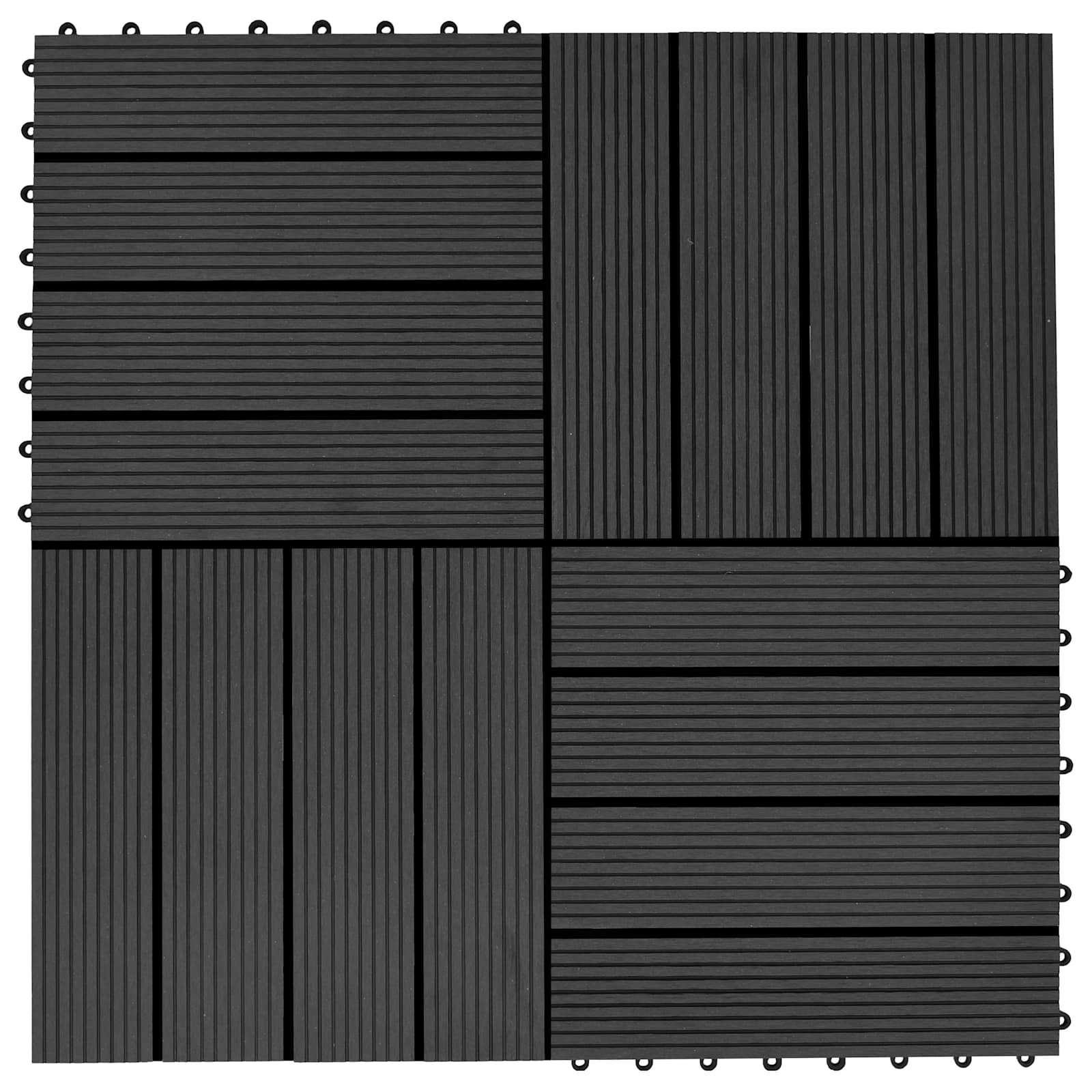 Terrassenfliese 11 pcs Schwarz 30 x 30 cm WPC