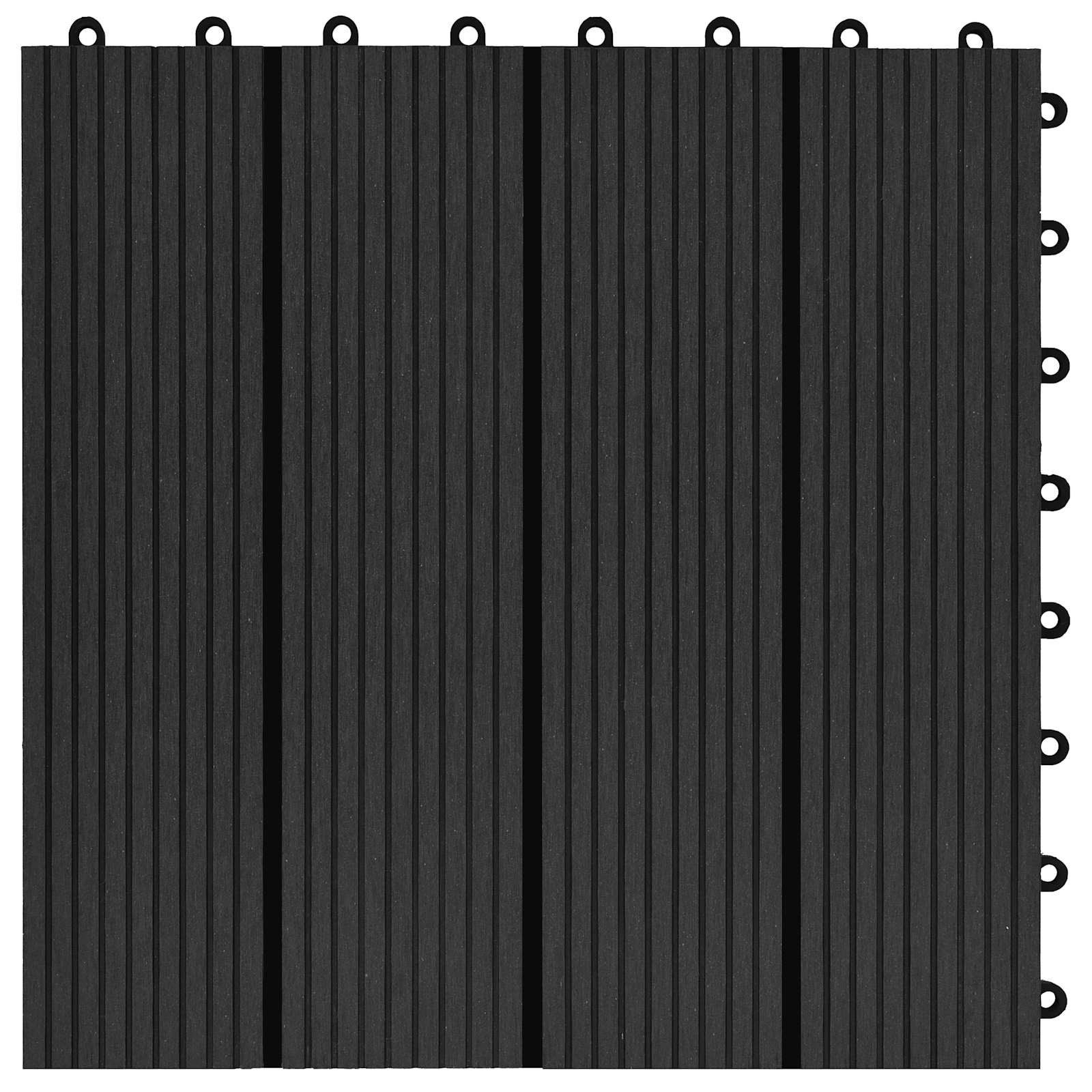 Terrassenfliese 11 pcs Schwarz 30 x 30 cm WPC