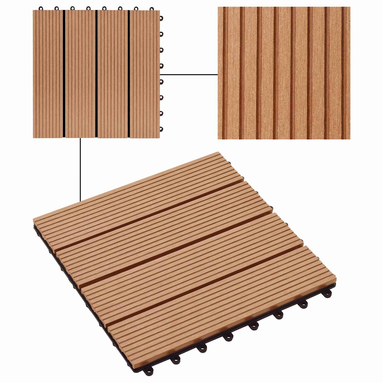 Terrassenfliese 11 pcs Teak 30 x 30 cm WPC