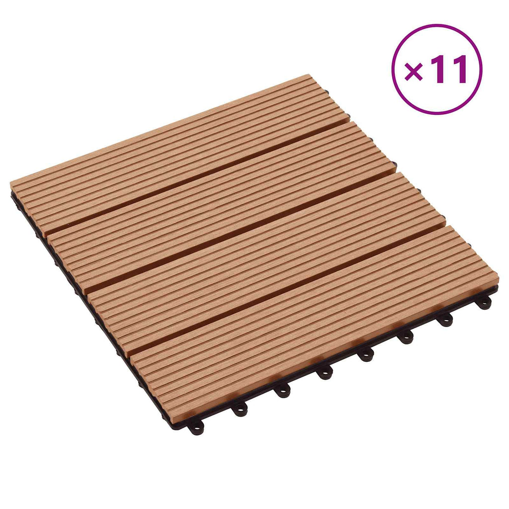 Terrassenfliese 11 pcs Teak 30 x 30 cm WPC