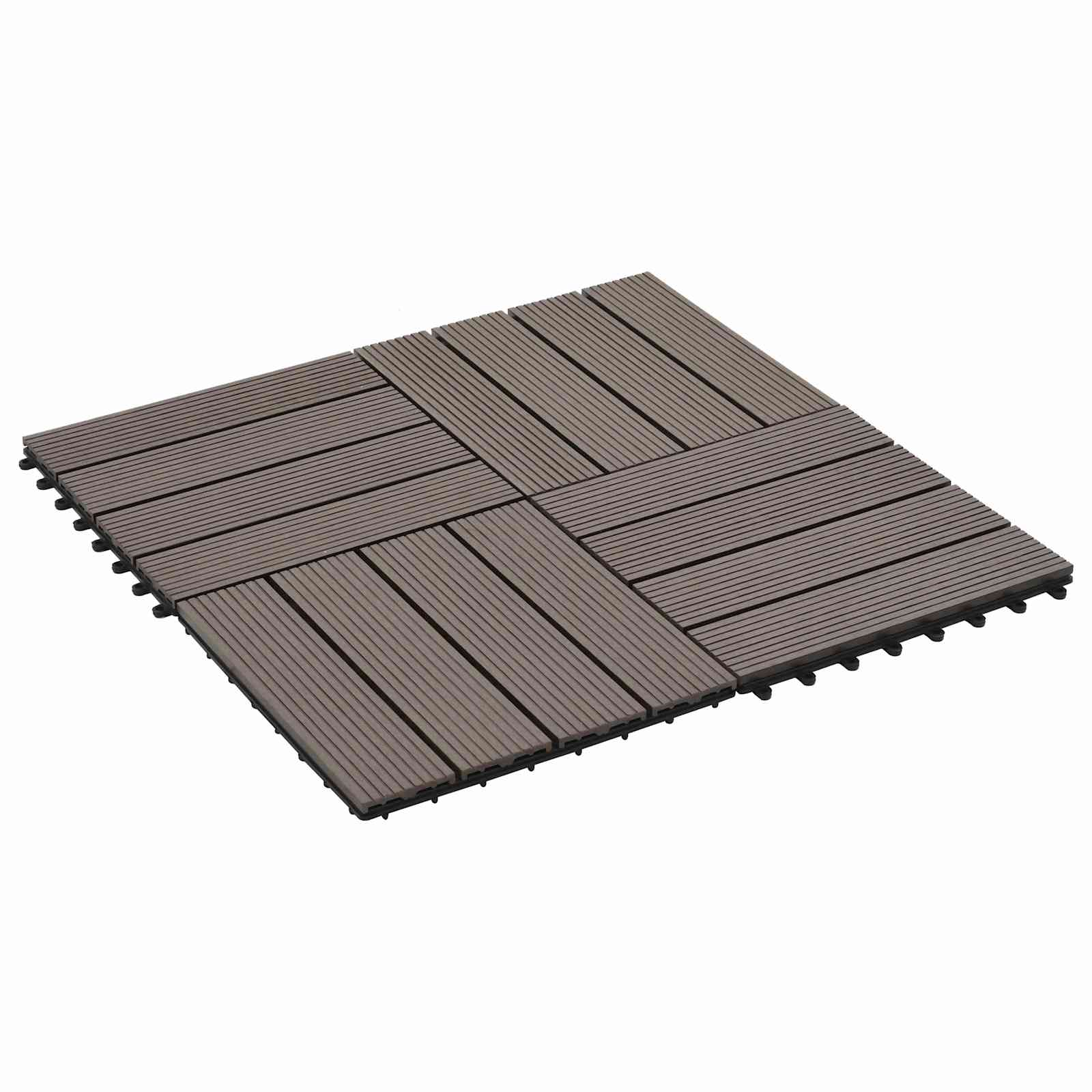 Terrassenfliese 11 pcs Dunkelbraun 30 x 30 cm WPC