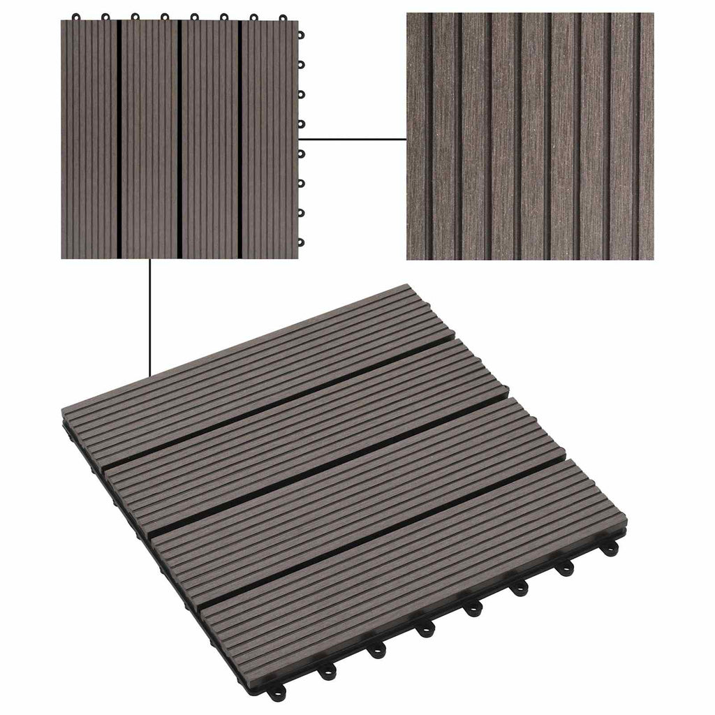 Terrassenfliese 11 pcs Dunkelbraun 30 x 30 cm WPC