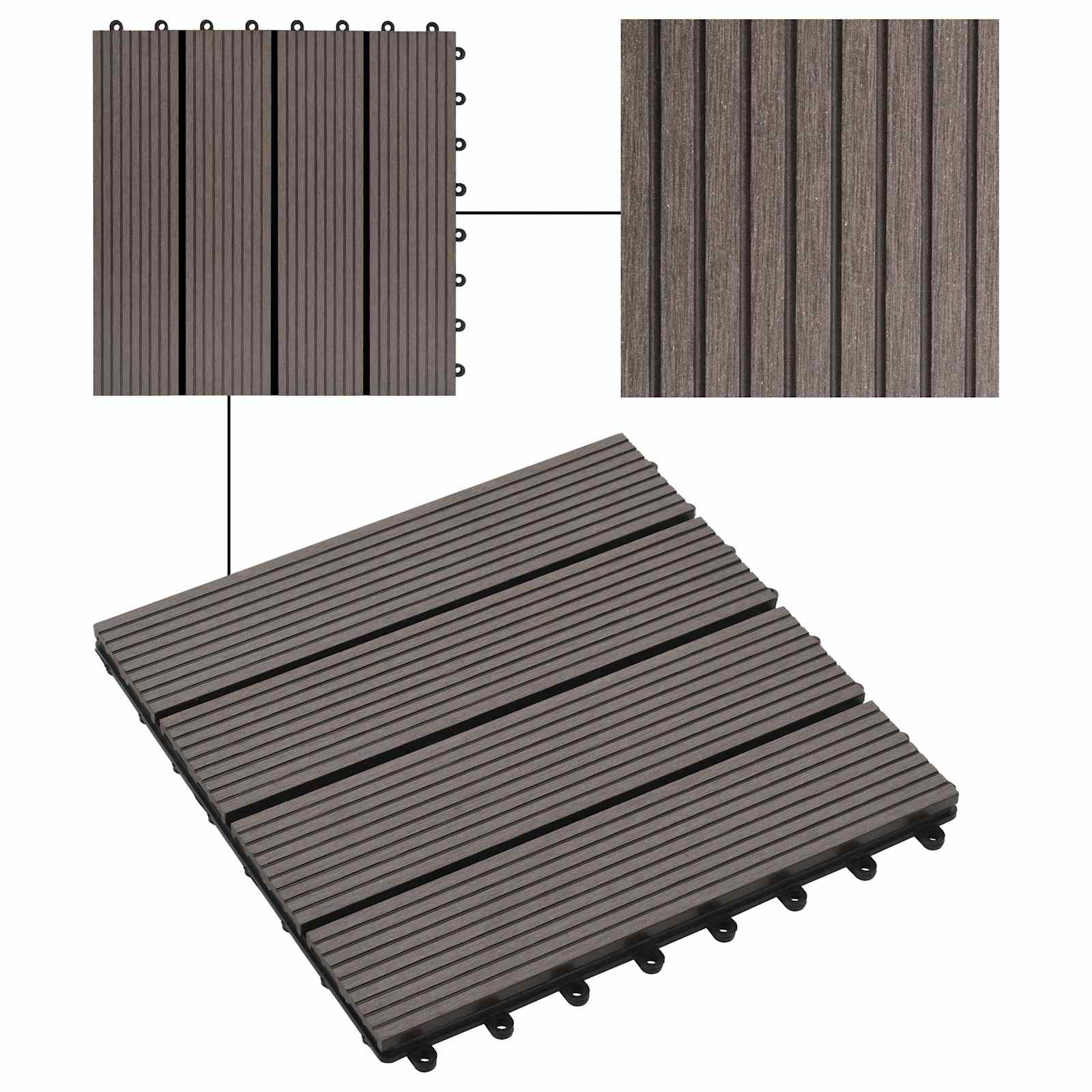 Terrassenfliese 11 pcs Dunkelbraun 30 x 30 cm WPC