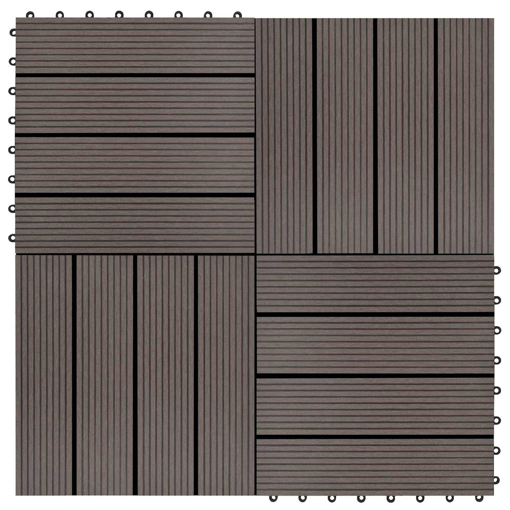 Terrassenfliese 11 pcs Dunkelbraun 30 x 30 cm WPC