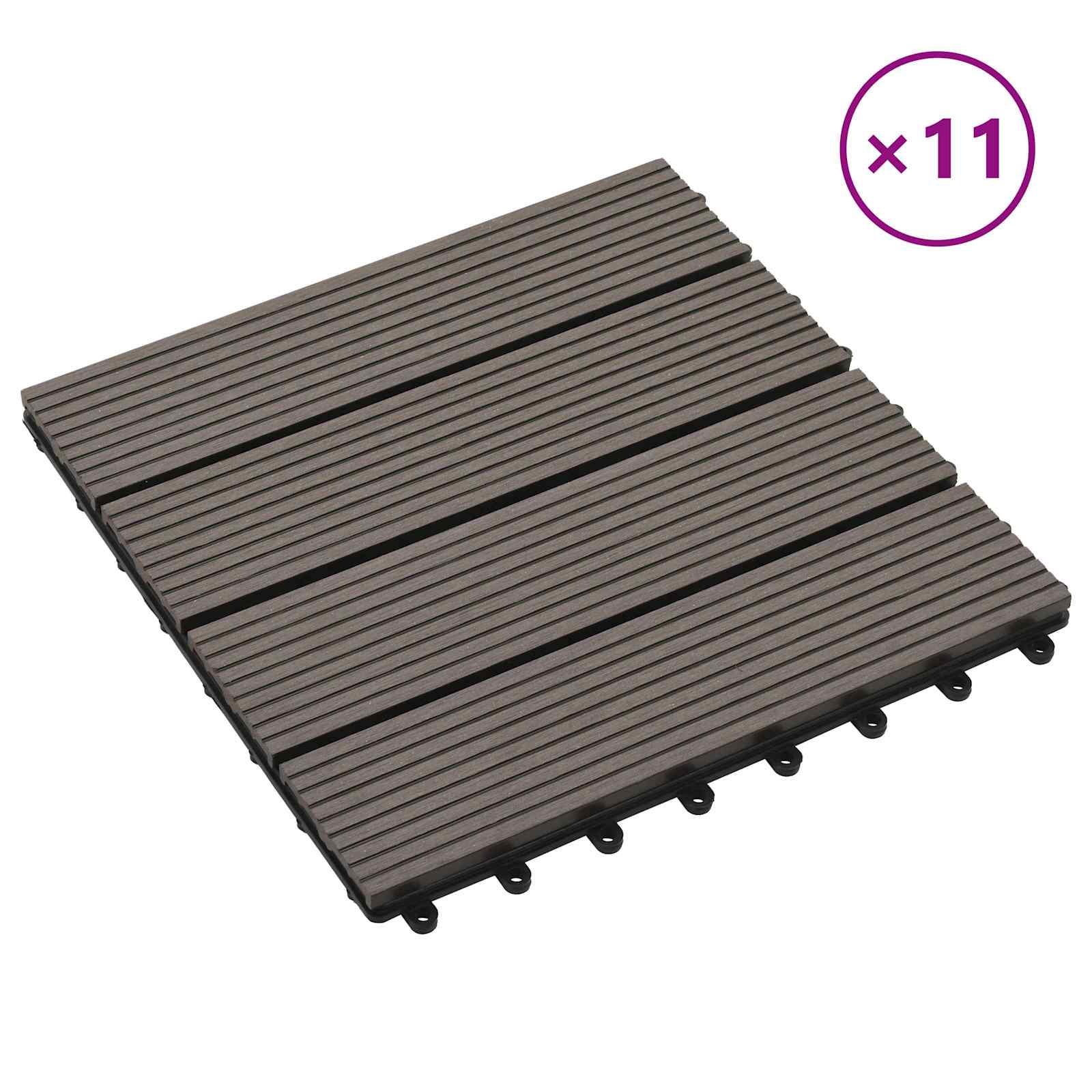 Terrassenfliese 11 pcs Dunkelbraun 30 x 30 cm WPC