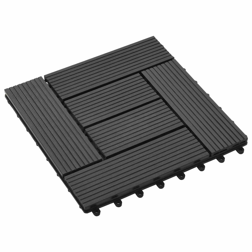 Terrassenfliese 11 pcs Schwarz 30 x 30 cm WPC