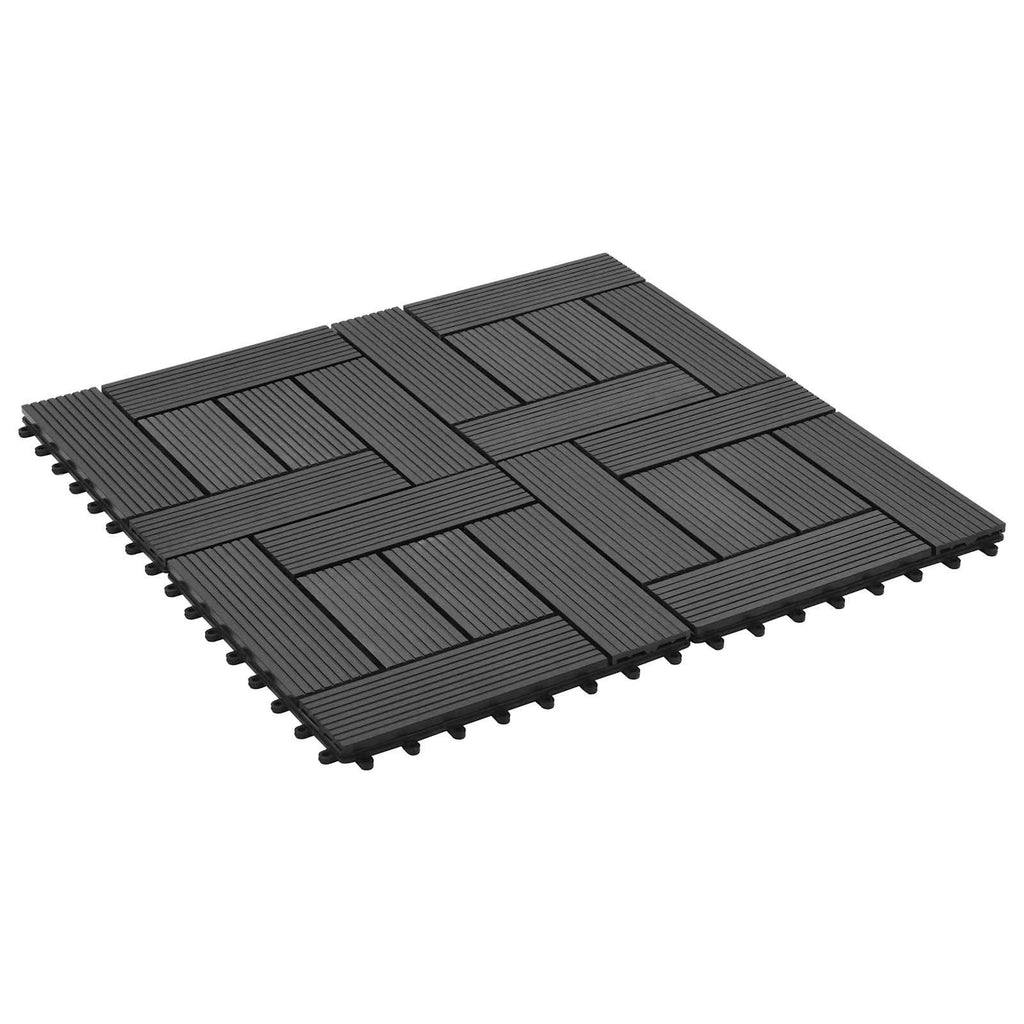 Terrassenfliese 11 pcs Schwarz 30 x 30 cm WPC