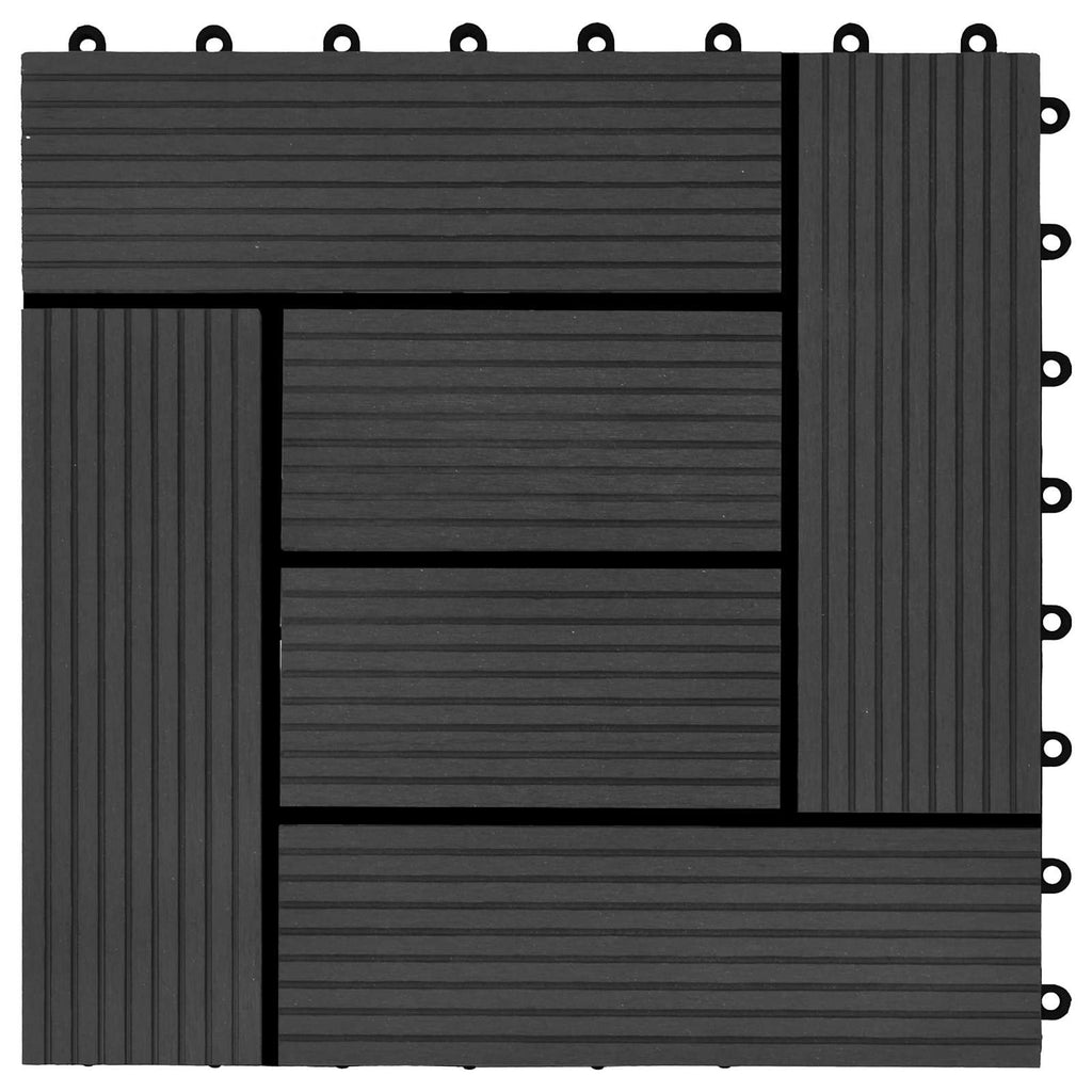 Terrassenfliese 11 pcs Schwarz 30 x 30 cm WPC
