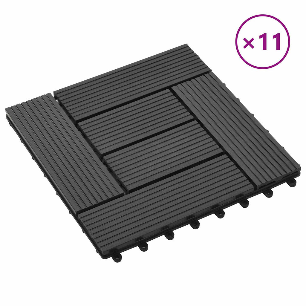 Terrassenfliese 11 pcs Schwarz 30 x 30 cm WPC