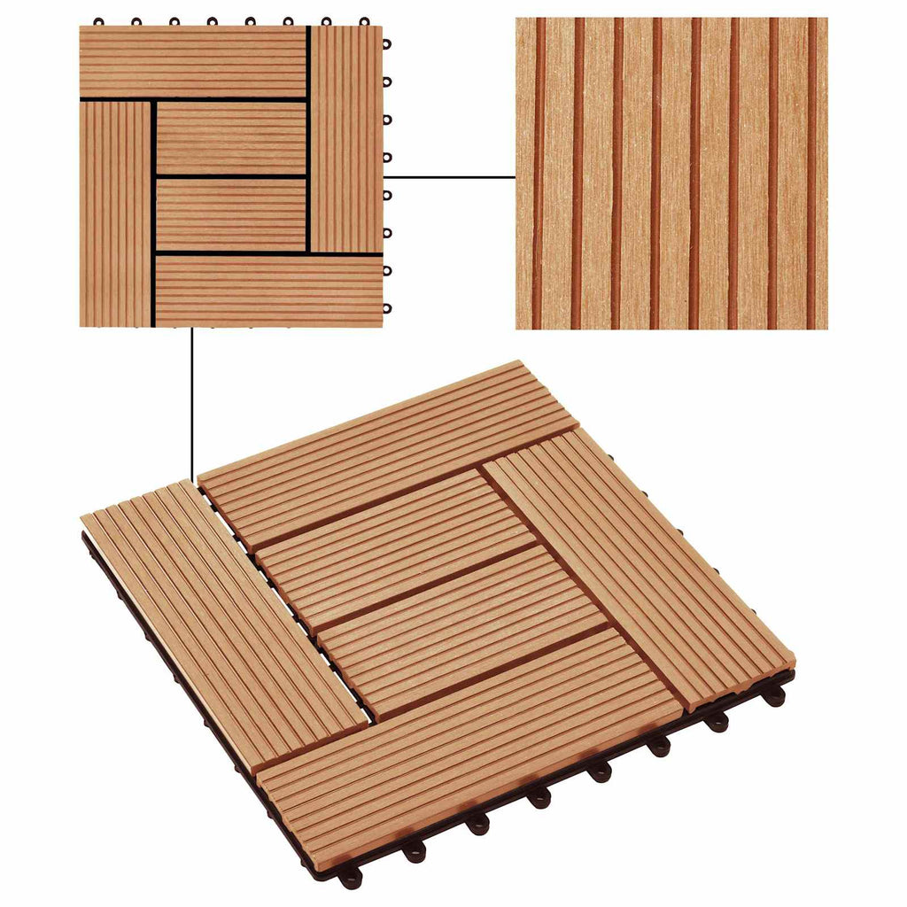 Terrassenfliese 11 pcs Teak 30 x 30 cm WPC