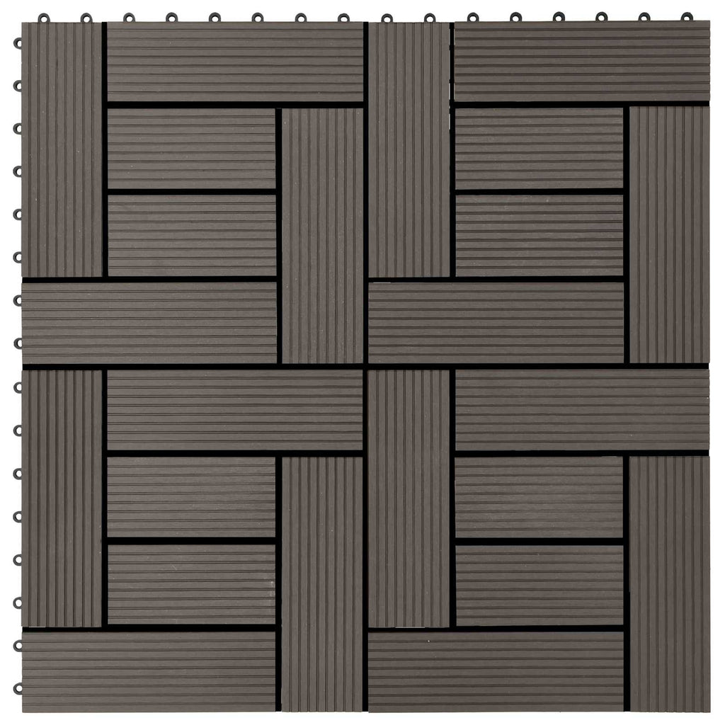 Terrassenfliese 11 pcs Dunkelbraun 30 x 30 cm WPC