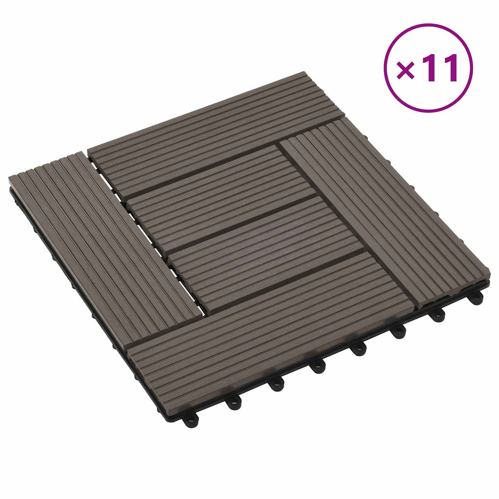 Terrassenfliese 11 pcs Dunkelbraun 30 x 30 cm WPC