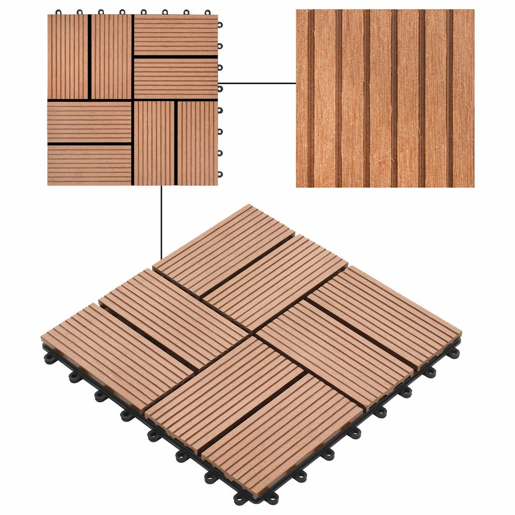 Terrassenfliese 11 pcs Braun 30 x 30 cm WPC