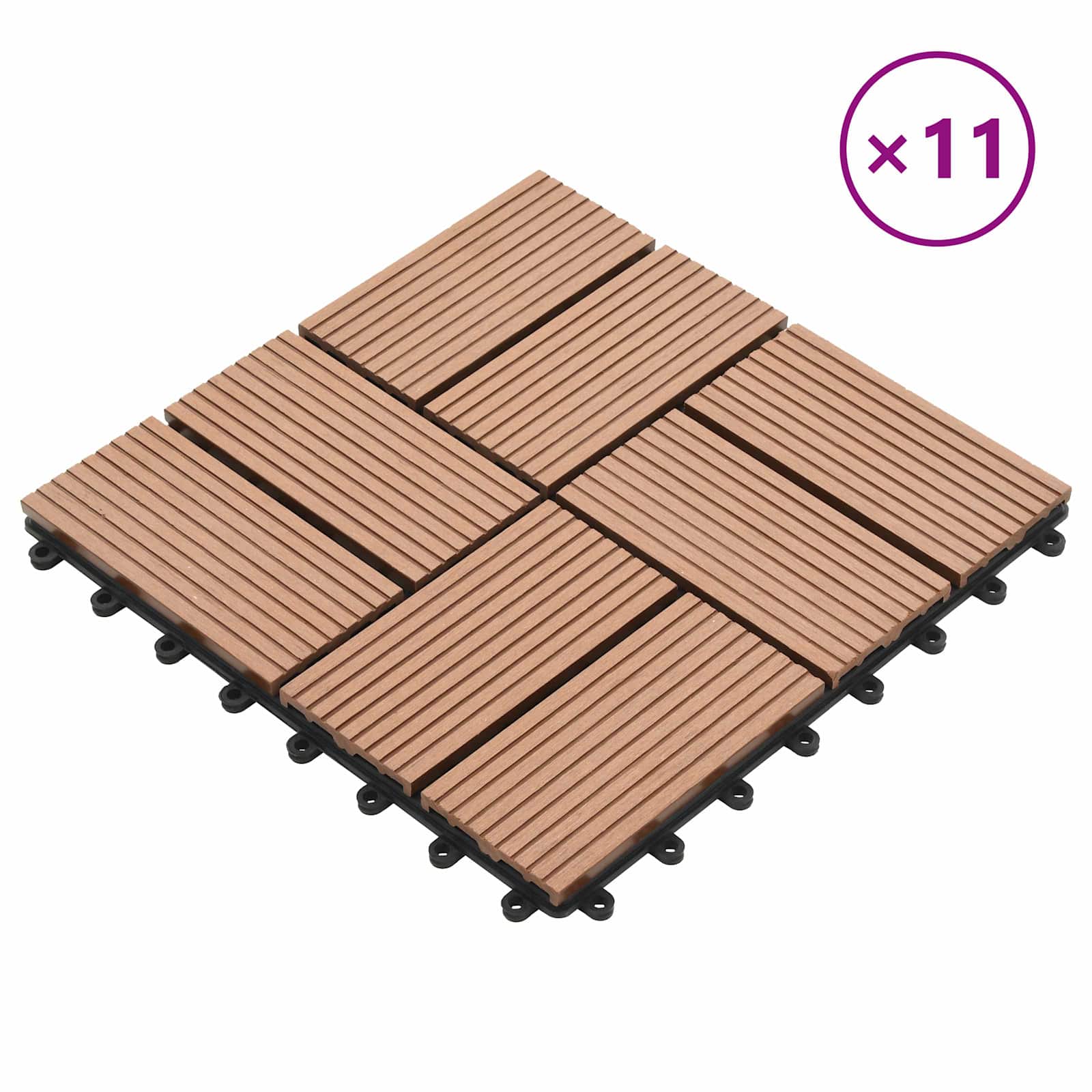 Terrassenfliese 11 pcs Braun 30 x 30 cm WPC