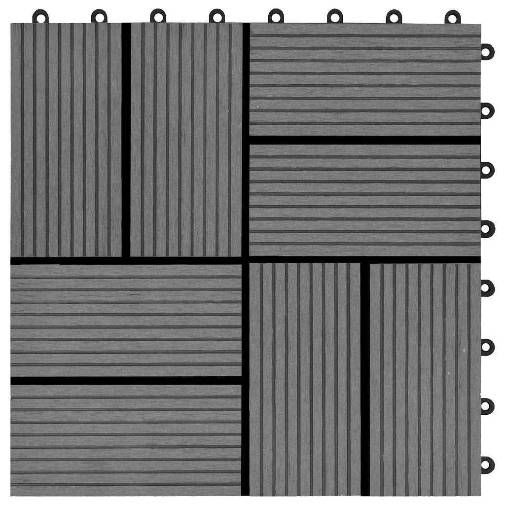 Terrassenfliese 11 pcs Grau 30 x 30 cm WPC