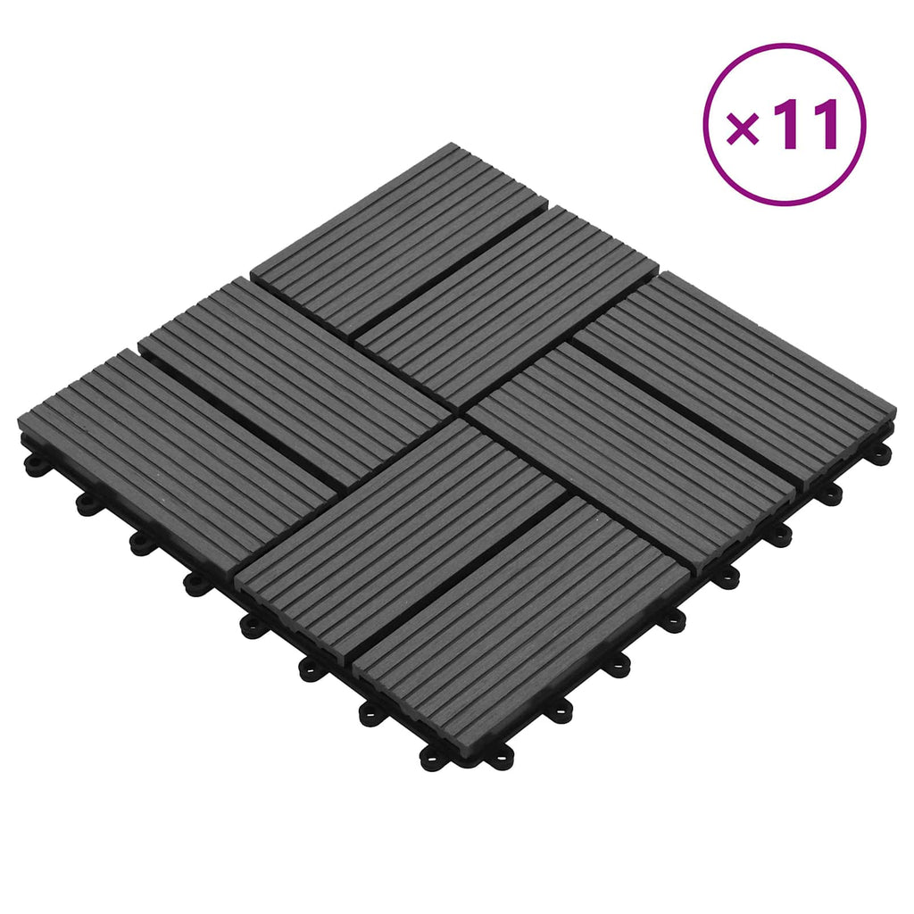 Terrassenfliese 11 pcs Grau 30 x 30 cm WPC