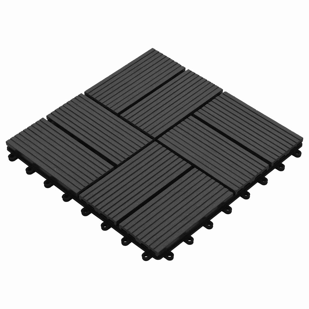 Terrassenfliese 11 pcs Schwarz 30 x 30 cm WPC