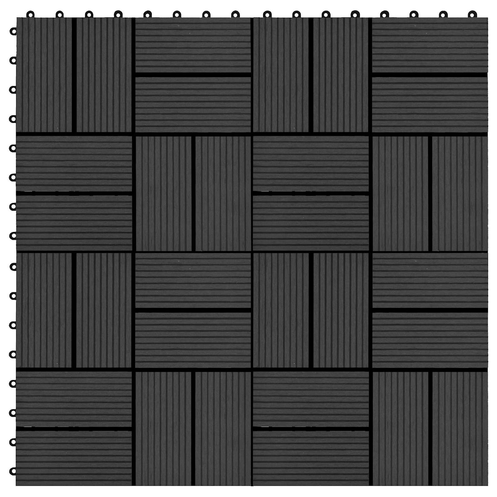 Terrassenfliese 11 pcs Schwarz 30 x 30 cm WPC