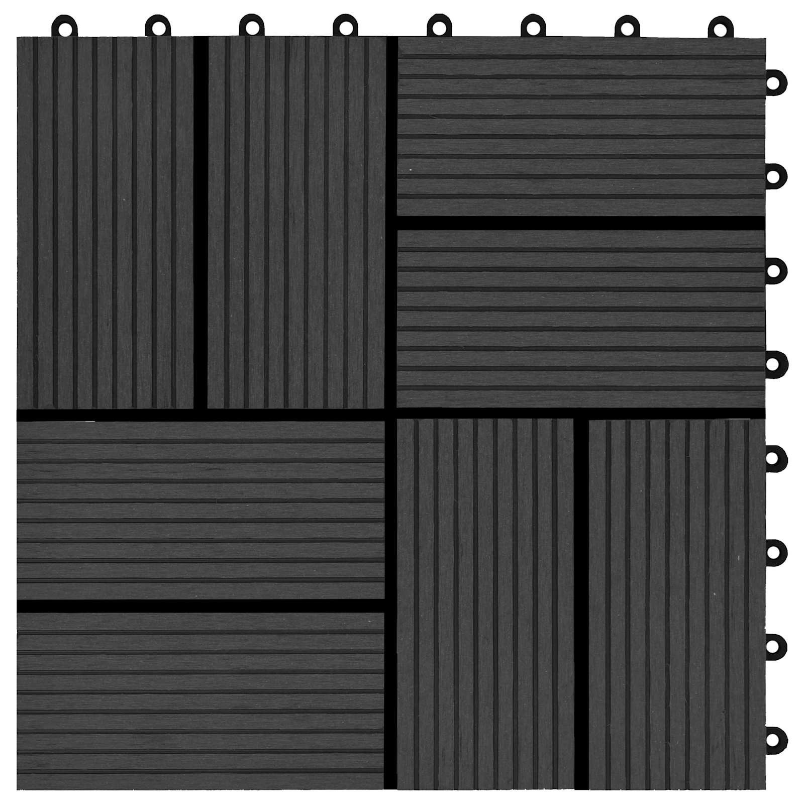 Terrassenfliese 11 pcs Schwarz 30 x 30 cm WPC