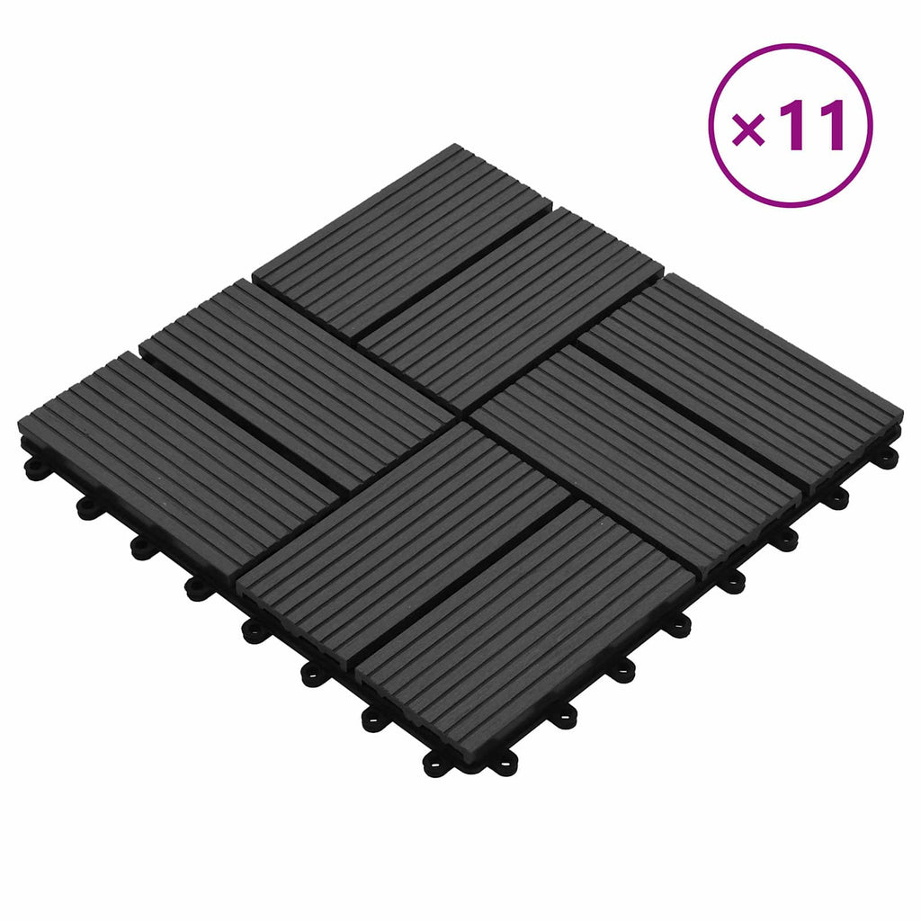 Terrassenfliese 11 pcs Schwarz 30 x 30 cm WPC