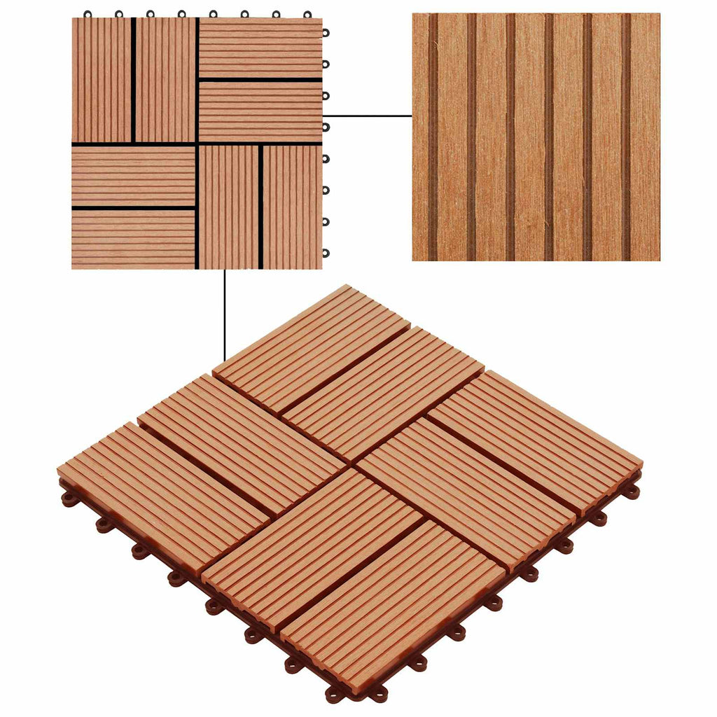 Terrassenfliese 11 pcs Teak 30 x 30 cm WPC