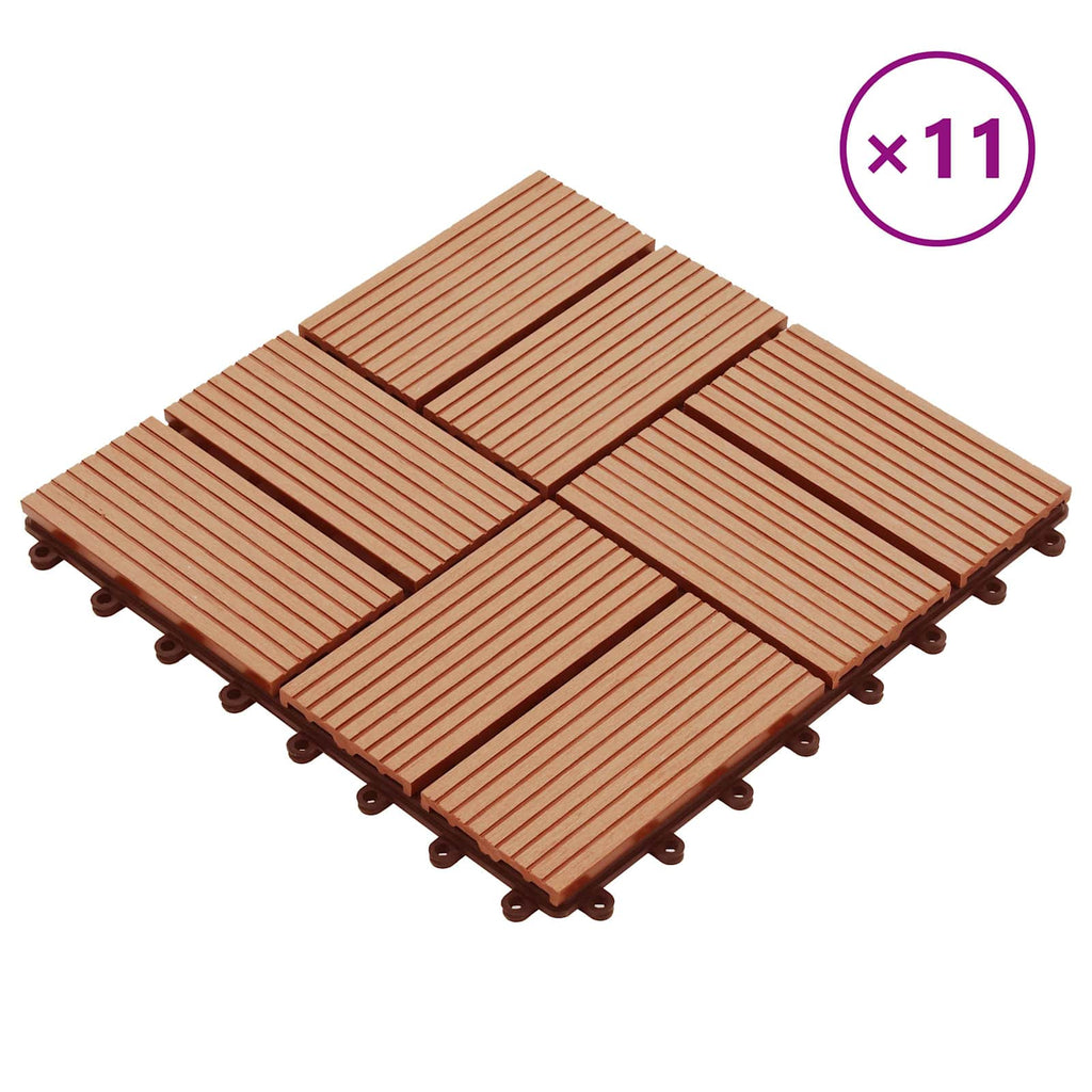 Terrassenfliese 11 pcs Teak 30 x 30 cm WPC