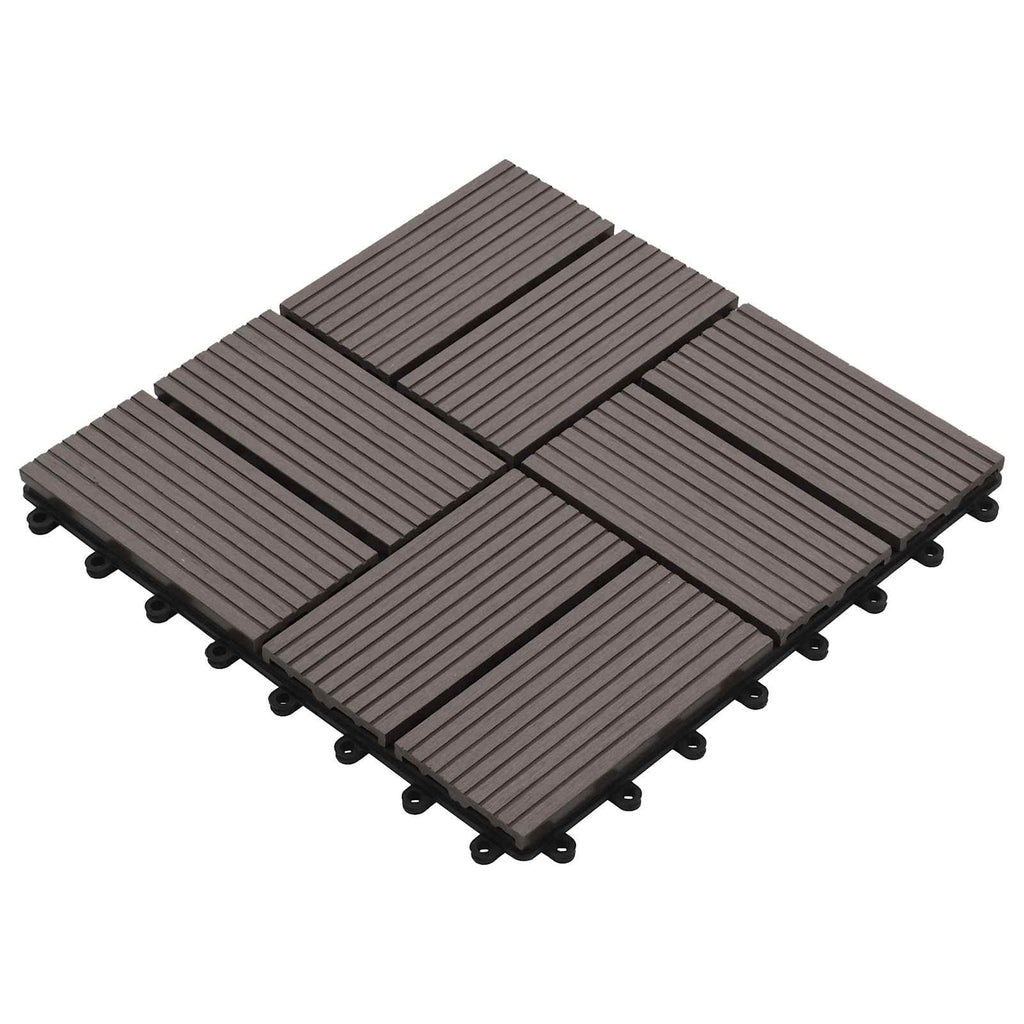 Terrassenfliese 11 pcs Dunkelbraun 30 x 30 cm WPC