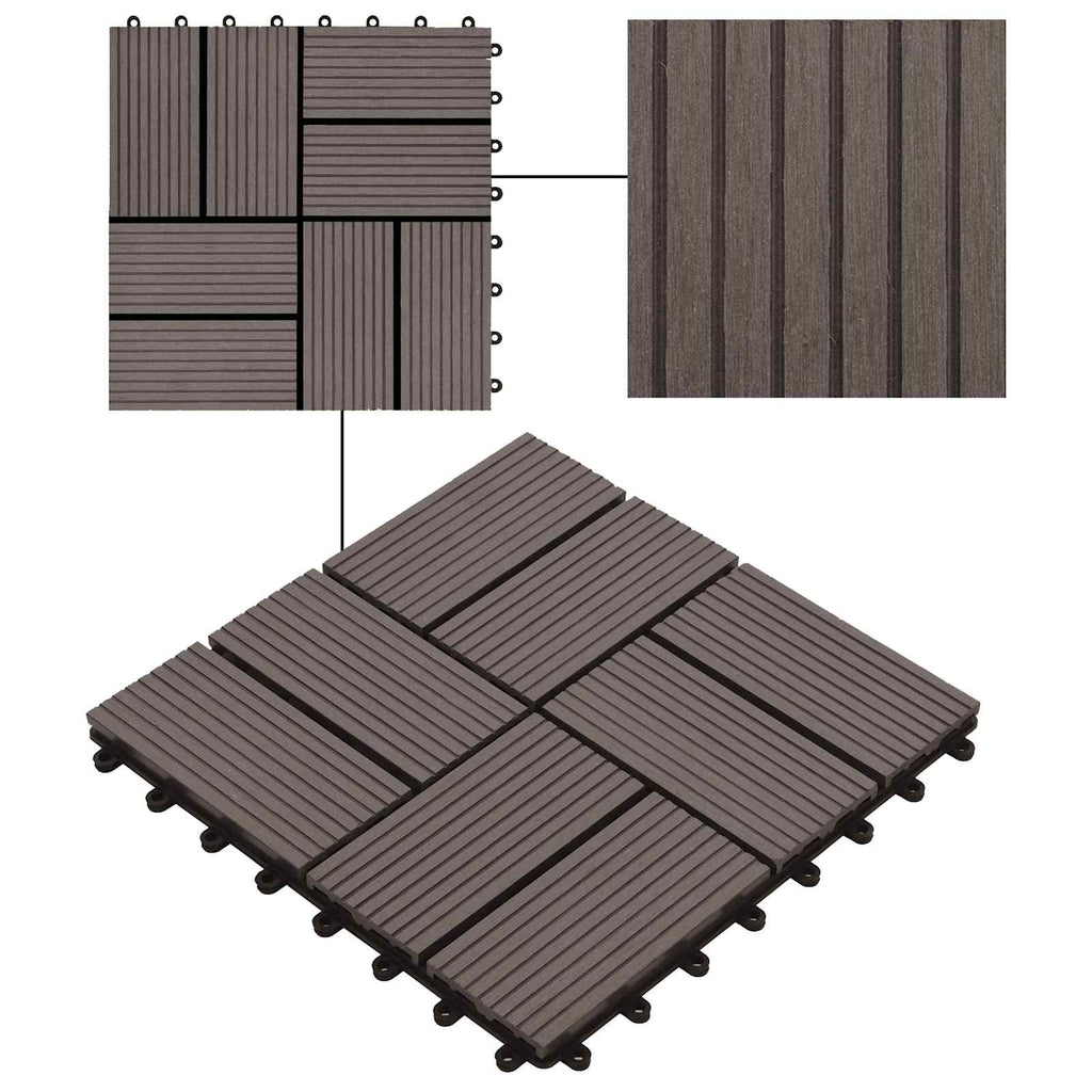 Terrassenfliese 11 pcs Dunkelbraun 30 x 30 cm WPC