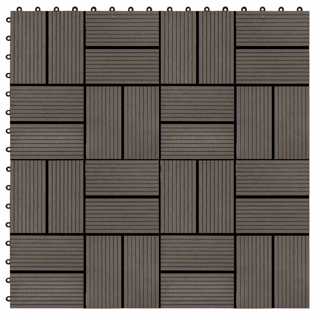 Terrassenfliese 11 pcs Dunkelbraun 30 x 30 cm WPC