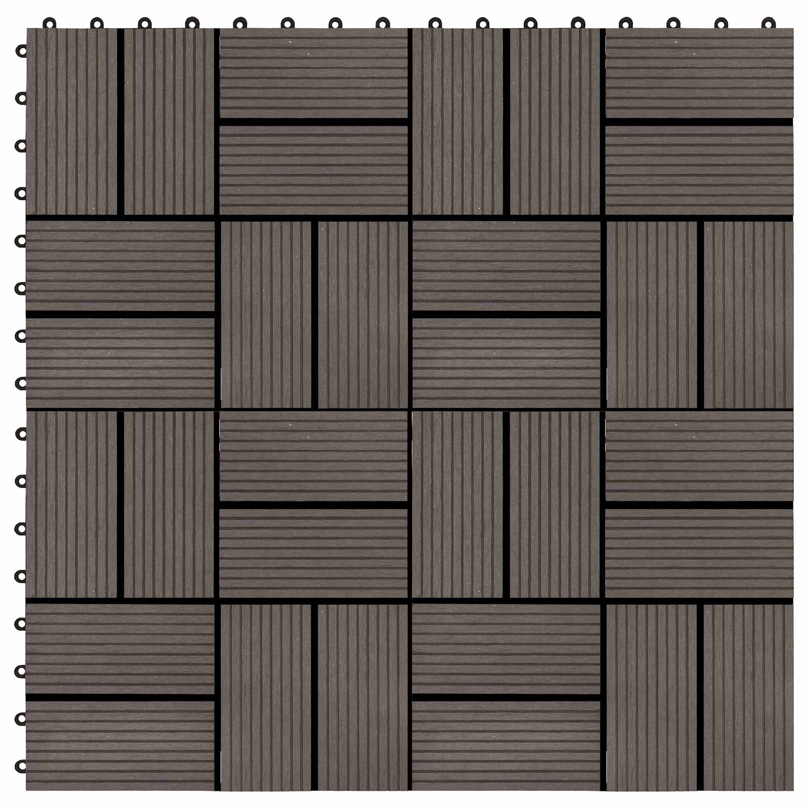 Terrassenfliese 11 pcs Dunkelbraun 30 x 30 cm WPC