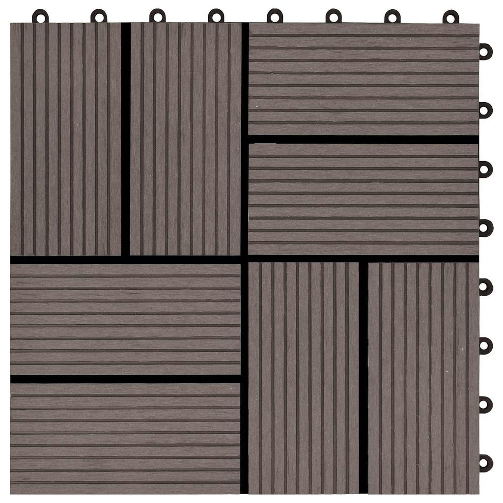 Terrassenfliese 11 pcs Dunkelbraun 30 x 30 cm WPC
